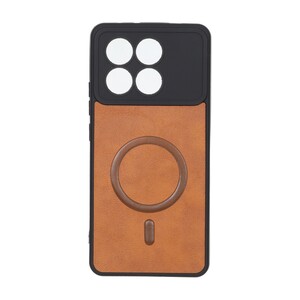 قاب چرمی طرح مگ سیف محافظ لنزدار Xiaomi Poco X6 Pro 5G / Redmi K70E - قهوه ای