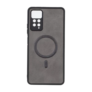 قاب چرمی طرح مگ سیف محافظ لنزدار Xiaomi Redmi Note 12 Pro 4G / Redmi Note 11 Pro - خاکستری