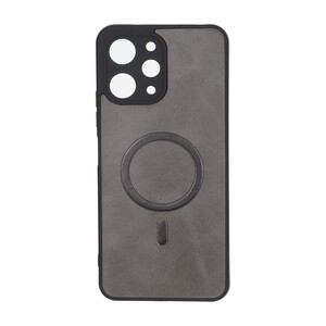 قاب چرمی طرح مگ سیف محافظ لنزدار Xiaomi Redmi 12 / Poco M6 Pro 5G - خاکستری