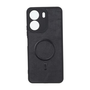 قاب چرمی طرح مگ سیف محافظ لنزدار Xiaomi Redmi 13C / Poco C65 - مشکی