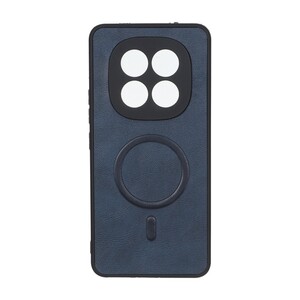 قاب چرمی طرح مگ سیف محافظ لنزدار Xiaomi Redmi Note 15 Pro 4G - سرمه ای