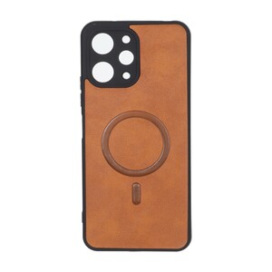قاب چرمی طرح مگ سیف محافظ لنزدار Xiaomi Redmi 12 / Poco M6 Pro 5G - قهوه ای