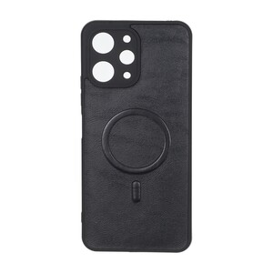 قاب چرمی طرح مگ سیف محافظ لنزدار Xiaomi Redmi 12 / Poco M6 Pro 5G - مشکی
