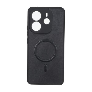 قاب چرمی طرح مگ سیف محافظ لنزدار Xiaomi Redmi Note 14 4G - مشکی