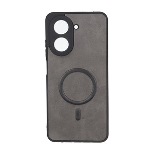 قاب چرمی طرح مگ سیف محافظ لنزدار Xiaomi Redmi A5 / Poco C71 - خاکستری