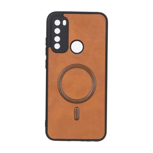 قاب چرمی طرح مگ سیف محافظ لنزدار Xiaomi Redmi Note 8 - قهوه ای