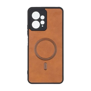 قاب چرمی طرح مگ سیف محافظ لنزدار Xiaomi Redmi Note 12 4G - قهوه ای