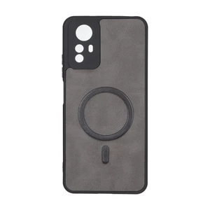 قاب چرمی طرح مگ سیف محافظ لنزدار Xiaomi Redmi Note 12S - خاکستری