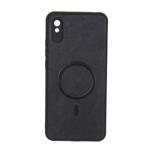 قاب چرمی طرح مگ سیف محافظ لنزدار Xiaomi Redmi 9A / Redmi 9A Sport / Redmi 9AT - مشکی