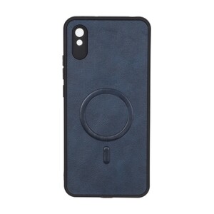 قاب چرمی طرح مگ سیف محافظ لنزدار Xiaomi Redmi 9A / Redmi 9A Sport / Redmi 9AT - سرمه ای