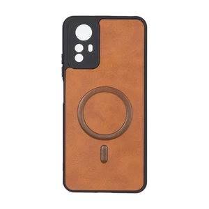 قاب چرمی طرح مگ سیف محافظ لنزدار Xiaomi Redmi Note 12S - قهوه ای