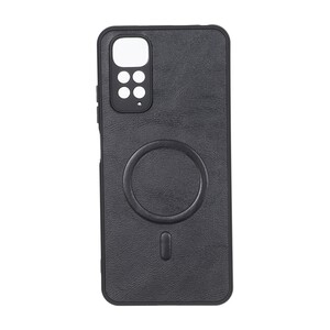 قاب چرمی طرح مگ سیف محافظ لنزدار Xiaomi Redmi Note 11 4G / Redmi Note 11S - مشکی
