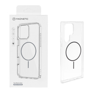 قاب اورجینال Magnetic دور ژله ای MagSafe مدل Samsung Galaxy S22 Ultra - خاکستری (پک دار)