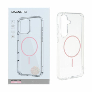 قاب اورجینال Magnetic دور ژله ای MagSafe مدل Samsung Galaxy S24 FE - صورتی (پک دار)