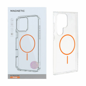 قاب اورجینال Magnetic دور ژله ای MagSafe مدل Samsung Galaxy S24 Ultra - نارنجی (پک دار)