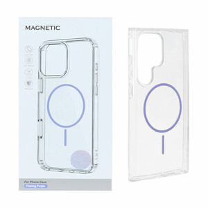 قاب اورجینال Magnetic دور ژله ای MagSafe مدل Samsung Galaxy S22 Ultra - بنفش روشن (پک دار)