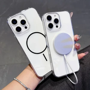 قاب اورجینال Magnetic دور ژله ای MagSafe مدل Apple iPhone 14 Pro Max - صورتی (پک دار)