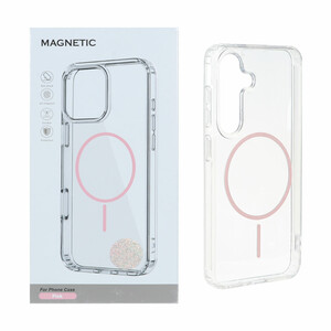 قاب اورجینال Magnetic دور ژله ای MagSafe مدل Samsung Galaxy A57 - صورتی (پک دار)