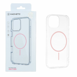 قاب اورجینال Magnetic دور ژله ای MagSafe مدل Apple iPhone 15 / iPhone 14 / iPhone 13 - صورتی (پک دار)