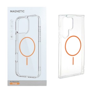قاب اورجینال Magnetic دور ژله ای MagSafe مدل Samsung Galaxy S23 Ultra - نارنجی (پک دار)
