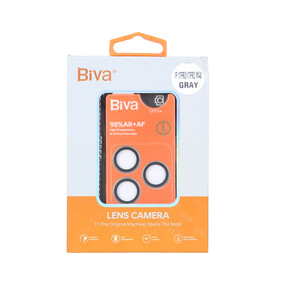 محافظ لنز رینگی اورجینال Biva شابلون دار Apple iPhone 17 Pro Max / iPhone 17 Pro - خاکستری (پک دار)