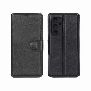کیف موبایل چرمی مگنتی محافظ لنزدار Samsung Galaxy S23 FE - مشکی