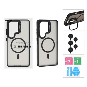 قاب Case Pro لنز آلومینیومی مات Magsafe با ست محافظ لنز رینگی مدل Samsung Galaxy S26 Ultra - مشکی (پک دار)