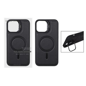 قاب Bracket چرمی دور دوخت MagSafe لنز استندشو Apple iPhone 13 Pro Max - مشکی (پک دار)