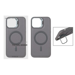 قاب Bracket چرمی دور دوخت MagSafe لنز استندشو Apple iPhone 13 Pro Max - خاکستری (پک دار)