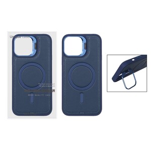 قاب Bracket چرمی دور دوخت MagSafe لنز استندشو Apple iPhone 13 Pro Max - سرمه ای (پک دار)
