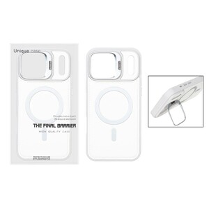 قاب Bracket چرمی دور دوخت MagSafe لنز استندشو Apple iPhone 17 Pro Max - سفید (پک دار)