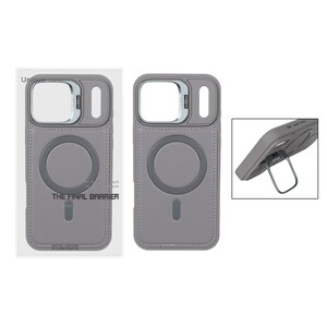 قاب Bracket چرمی دور دوخت MagSafe لنز استندشو Apple iPhone 17 Pro Max - خاکستری (پک دار)