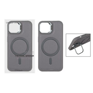 قاب Bracket چرمی دور دوخت MagSafe لنز استندشو Apple iPhone 13 / iPhone 14 - خاکستری (پک دار)