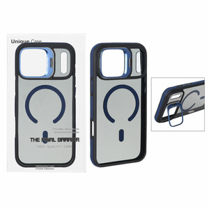 قاب اورجینال Bracket Unique Case مات Magsafe لنز آلومینیومی استندشو Apple iPhone 17 Pro Max - سرمه ای (پک دار)