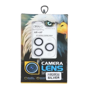 محافظ لنز رینگی اورجینال Eagle شابلون دار با قابلیت نصب مجدد Apple iPhone 15 Pro Max / iPhone 15 Pro - نقره ای (پک دار)