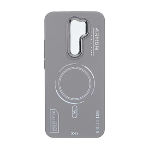 قاب Armor لنز متال Texture طرح مگ سیف Xiaomi Redmi 9 / Redmi 9 Prime / Poco M2 - خاکستری