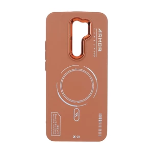 قاب Armor لنز متال Texture طرح مگ سیف Xiaomi Redmi 9 / Redmi 9 Prime / Poco M2 - قهوه ای