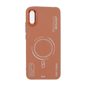 قاب Armor لنز متال Texture طرح مگ سیف Xiaomi Redmi 9A / Redmi 9A Sport / Redmi 9AT - قهوه ای