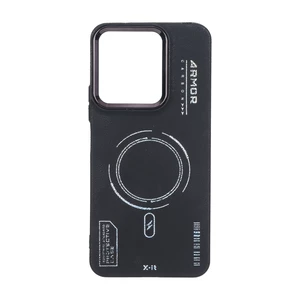 قاب Armor لنز متال Texture طرح مگ سیف Xiaomi Redmi 13C / Poco C65  - مشکی