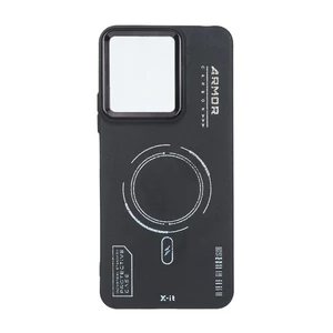 قاب Armor لنز متال Texture طرح مگ سیف Xiaomi Redmi 13X / Redmi 13 4G / Poco M6 4G - مشکی