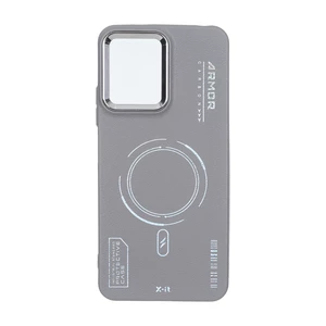 قاب Armor لنز متال Texture طرح مگ سیف Xiaomi Redmi Note 12 4G - خاکستری