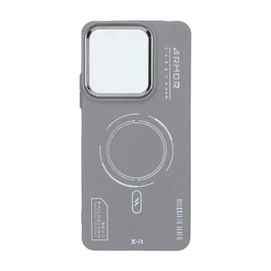 قاب Armor لنز متال Texture طرح مگ سیف Xiaomi Redmi Note 13 4G - خاکستری