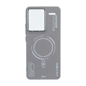 قاب Armor لنز متال Texture طرح مگ سیف Xiaomi Redmi Note 13 Pro Plus 5G - خاکستری