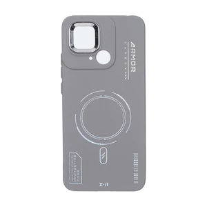 قاب Armor لنز متال Texture طرح مگ سیف Xiaomi Redmi 10C / Redmi 10 Power / Poco C40 - خاکستری