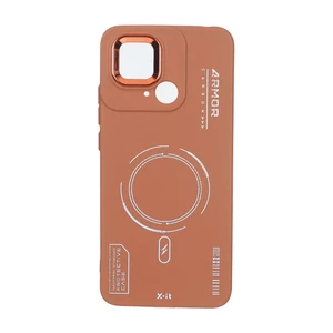 قاب Armor لنز متال Texture طرح مگ سیف Xiaomi Redmi 10C / Redmi 10 Power / Poco C40 - قهوه ای