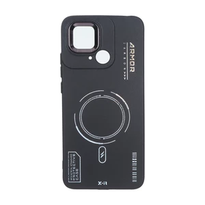 قاب Armor لنز متال Texture طرح مگ سیف Xiaomi Redmi 10C / Redmi 10 Power / Poco C40 - مشکی