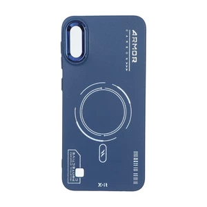 قاب Armor لنز متال Texture طرح مگ سیف Samsung Galaxy A10 / M10 - سرمه ای