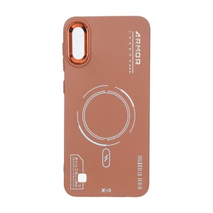 قاب Armor لنز متال Texture طرح مگ سیف Samsung Galaxy A10 / M10 - قهوه ای