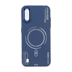قاب Armor لنز متال Texture طرح مگ سیف Samsung Galaxy A01 / M01 - سرمه ای