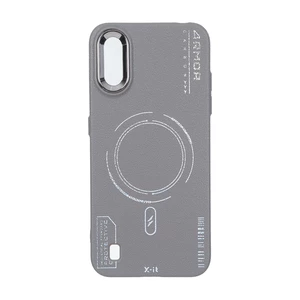 قاب Armor لنز متال Texture طرح مگ سیف Samsung Galaxy A01 / M01 - خاکستری